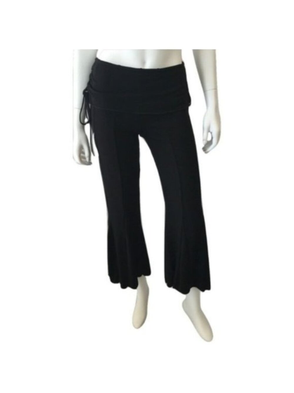 Jayli Side Tie Bell Crop Pants Seafoam Green Soft Fold Over Waist